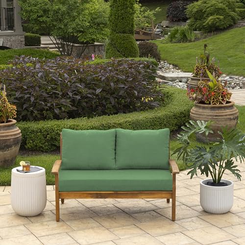 Image of Arden Outdoor Loveseat Cushion Set, 48 x 24, Water Repellent, Fade Resistant, Cushion Set for Couch, Bench, and Swing, Moss Green Leala
