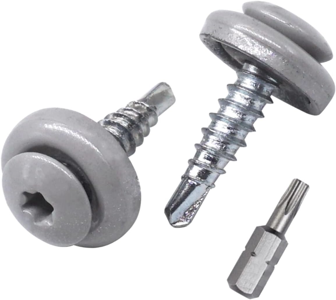 SKIR'CO Lot de 40 vis toiture autoforeuses Torx RAL 9006 4,8×20 mm