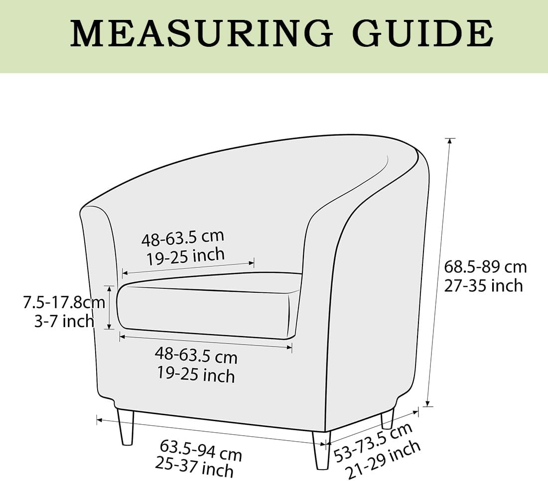 Club Chair Slipcover with Seat Cushion Jacquard Tub Chair Cover Round Barrel Chair Covers Stretchable Couch Furniture Protector Armchair Cover for Living Room Set of 1 Khaki