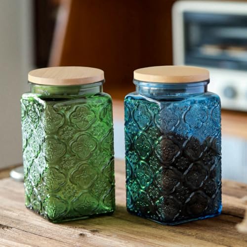 ANSQU Green Glass Canister with Lid