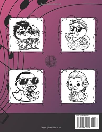 Rubber Ducks Musicians Coloring Book for Kids, Teens and Adults: 52 Simple Images to Stress Relief a