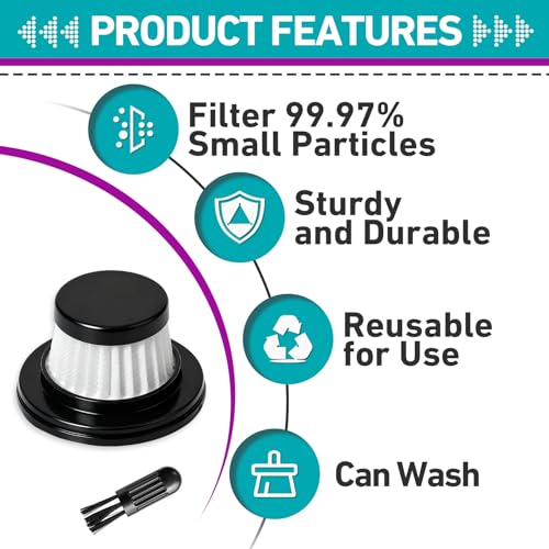 Image of 18 Pcs HEPA Vacuum Filters Compatible with Compact Cordless Vacuum Cleaner as Seen on TV, Washable Reusable Filters with Cleaning Brush (Black)