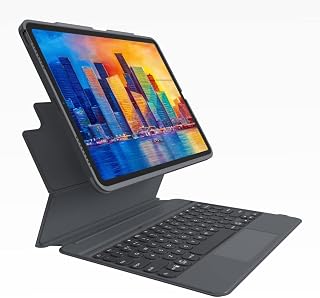 ZAGG Pro Keys Detachable Case & Wireless Keyboard with Trackpad for Apple iPad Pro 12.9 Multi Device Bluetooth Pairing, Backlit Laptop-Style Keys, Apple Pencil Holder, 6.6ft Drop Protection (Charcoal)