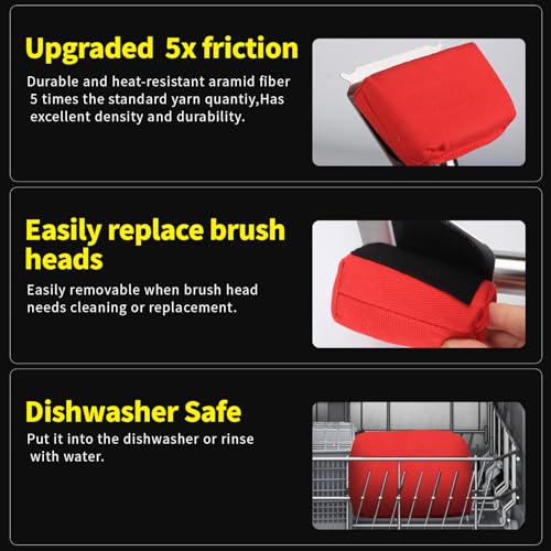 Image of XUDAKAIXIN Grill Brush Bristle Free,(Only Replaceable Cleaning Head No Grill Brush)-Red