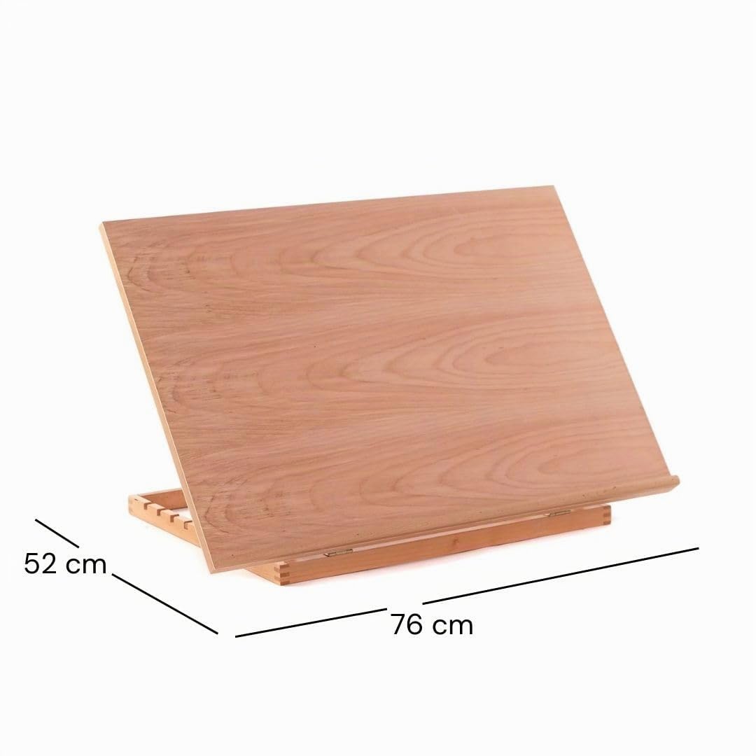 DESIGN DELIGHTS Planche à dessin pour poste de travail DIN A2 + A3 | 76,2 x 50,8 cm | Bois de hêtre | Chevalet de table