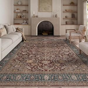8x10 Washable Area Rug Black Grey Vintage Non Slip Soft Medium Pile Rug for Living Room Bedroom Dining Room Office Distressed Oriental Indoor Large Throw Carpet for Home Decor