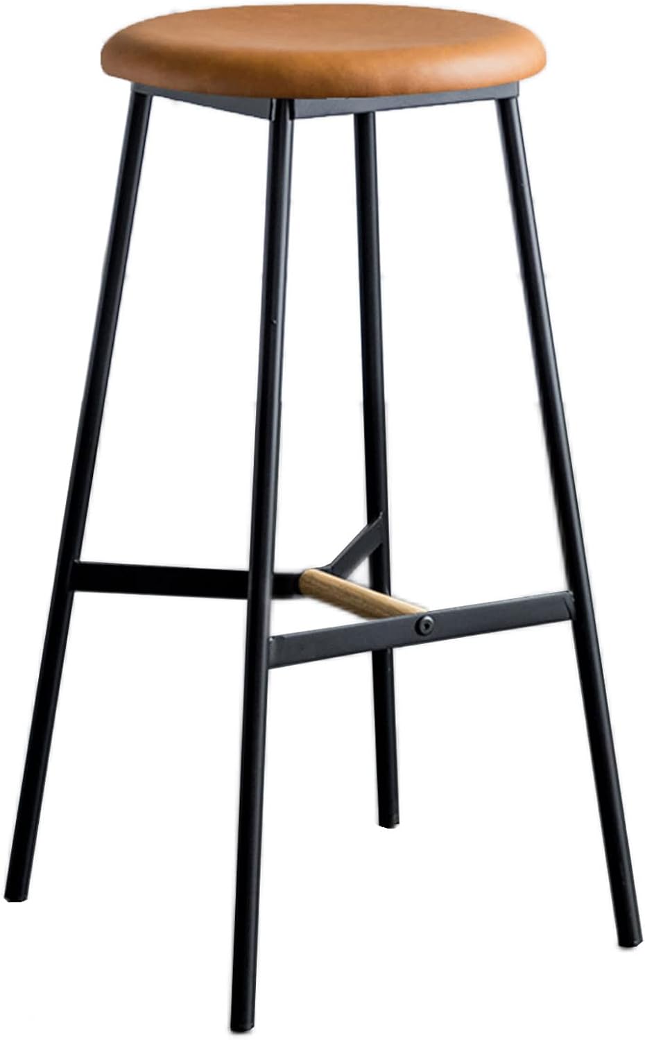 Bar Stool Counter Stool Bar Chair Backless PU Leather Upholstered Seat Metal Frame, Retro Industrial Indoor/Outdoor Fixed Height High Chairs Kitchen Island Stools Dining Chairs