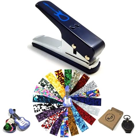 Pick-a-Palooza Starter Gift Bundle: Pick-a-Palooza Guitar Pick Maker, 20 Celluloid Pick Strips, Leather Guitar Pick Holder Cover