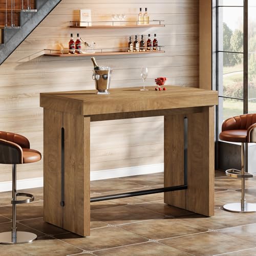 Tribesigns Bar Table with Metal Footrest