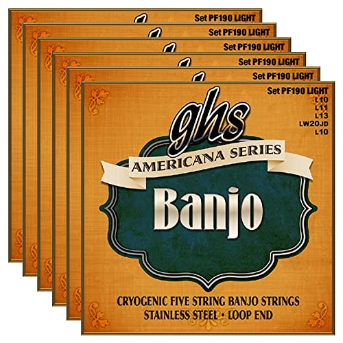 GHS Americana Series Banjo Light 10-20 (6 Pack Bundle)