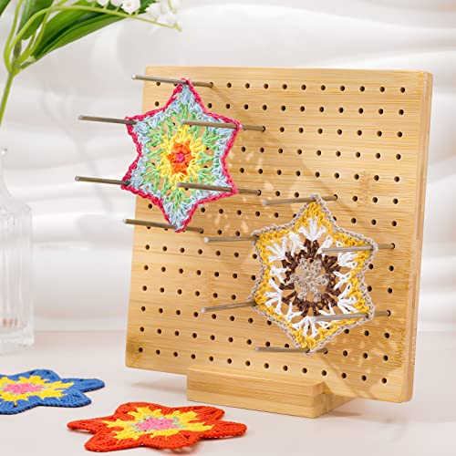 Uspeedy Crochet Blocking Board Wooden Blocking Board For Crochet Square Blocking Board For Knitting Crochet Bamboo Wooden Blocking Board With 20 Pieces Pins And 5 Pieces Needles For Knitting Crochet #TOP4
