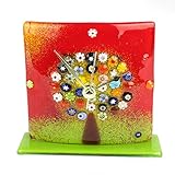 El árbol de la vida - Reloj con pedestal - Reloj de cristal de Murano Millefiori