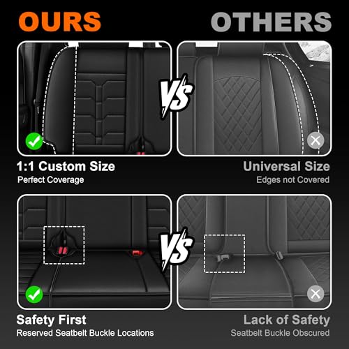 IKABEVEM Seat Covers Fit for Tacoma:2024 2025 2026 - Full Set Car Seat Covers Fit for Toyota Tacoma - Truck Pickup Double/Crew Cab SR SR5 TRD Sport TRD Off-Road PreRunner Trims (5 Seats,Black) by IKABEVEM - Image 4