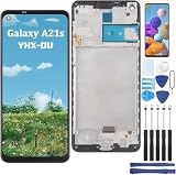 YHX-OU Schermo LCD per Samsung Galaxy A21S SM-A217F/DS Schermo Completo con Telaio LCD Display Set Digitalizzatore Touch Screen Ricambio + Strumento + 1 Pezzo Vetro Temperato (Nero+Telaio)