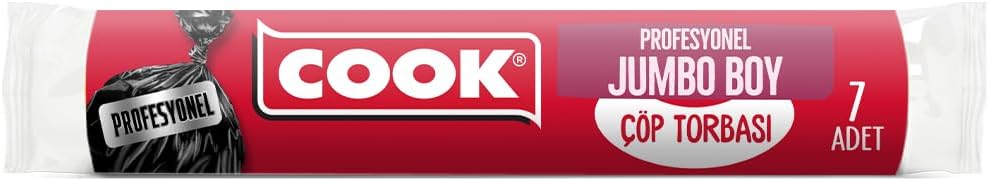 Cook Profesyonel Çöp Torbası, Jumbo Boy, 80 x 110 cm, 10 Yaprak, Siyah