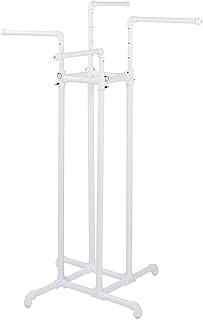 4 Way Clothing Rack - Pipe (Straight Arms) - White