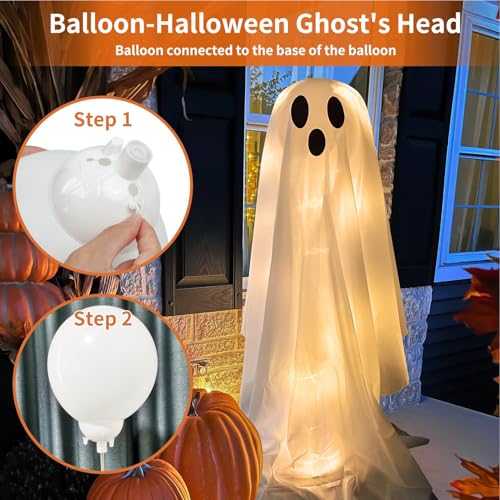Decoraciones de fantasmas para Halloween impermeables con luz exterior 3