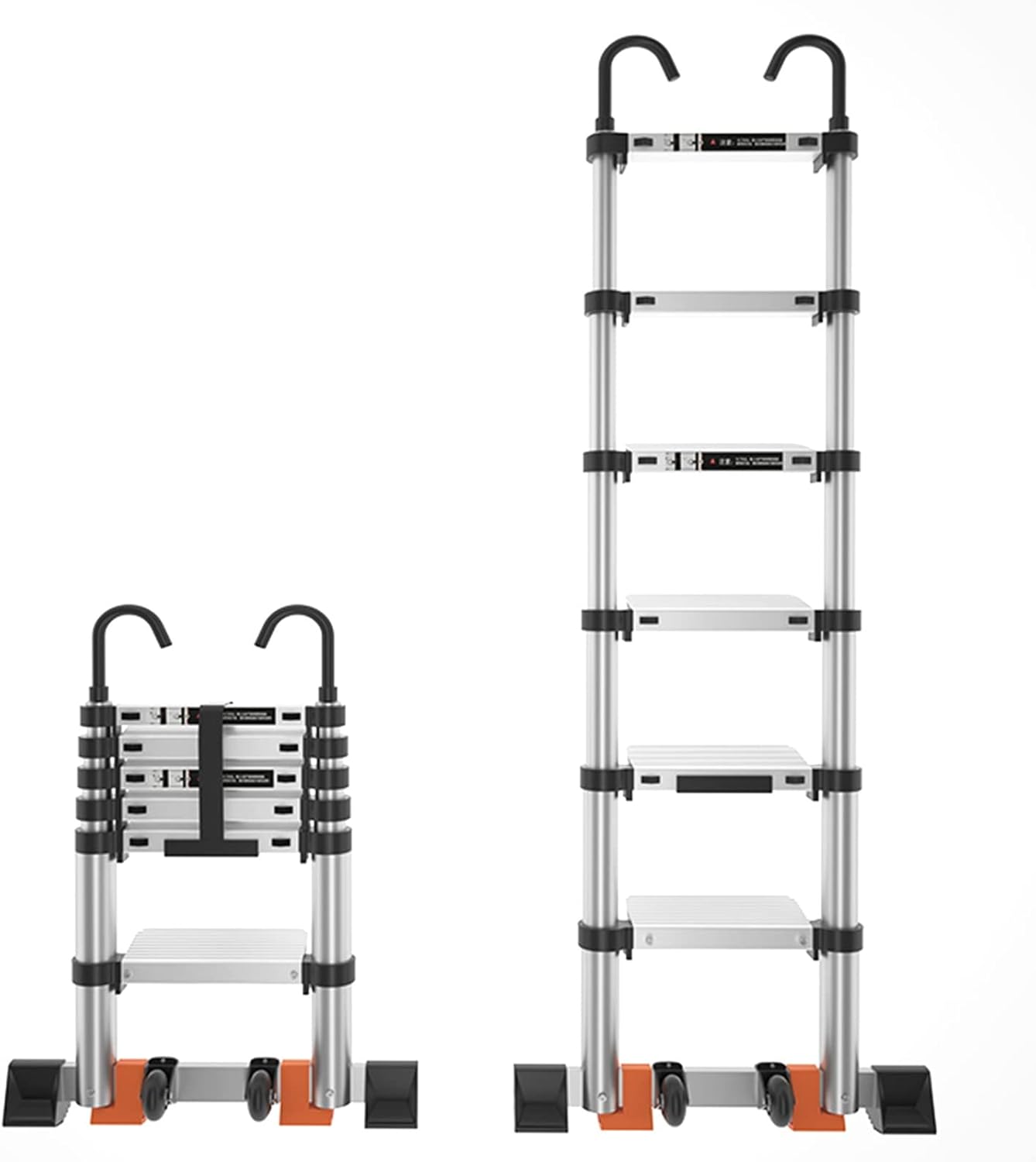 Aluminum Telescoping Ladder with Roof Hooks, 5.5m 5m 4.7m 4m 3.5m Telescopic Extension Ladder, Extendable Ladder for Rooftop RV Attic Home Outdoor, 150kg Load (Size : 2.3m/7.5ft)