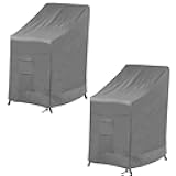 Vailge Stackable Patio Chair Cover,100% Waterproof Outdoor Chair Cover, Heavy Duty Lawn Patio Furniture Covers,Fits for 4-6 Stackable Dining Chairs,2 Pack-36 Lx28 Wx47 H,Grey