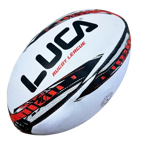 LUCA League Rugby Ball Adult Size 5 | Water Resistant Hand Stitched Training Ball | 3 Ply Construction for Practice & Play