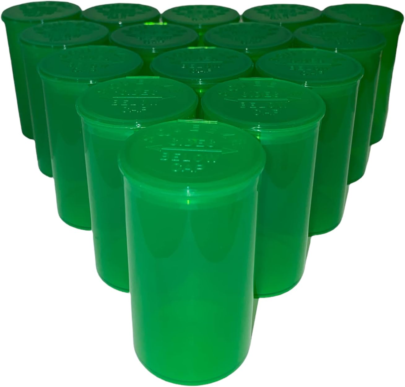 225 Pack of Pop Top Containers DRAM 19 Bottles (Translucent-Green)(2.75In Deep X 1.5In Wide) - Child Resistant Container - RX Vials