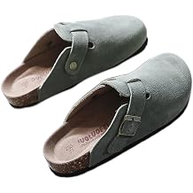 XUEMML Clogging Shoes Women Men Leather, Slip Slip Casual Summer Slippers Handmade Clogs and Mules Soft Flip Flops Ladies Flowers Summer Shoes