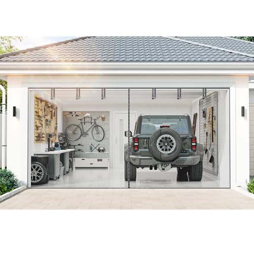 Garage Door Screen for 2 Car - Heavy Duty Magnetic Garage Screen Door Mesh