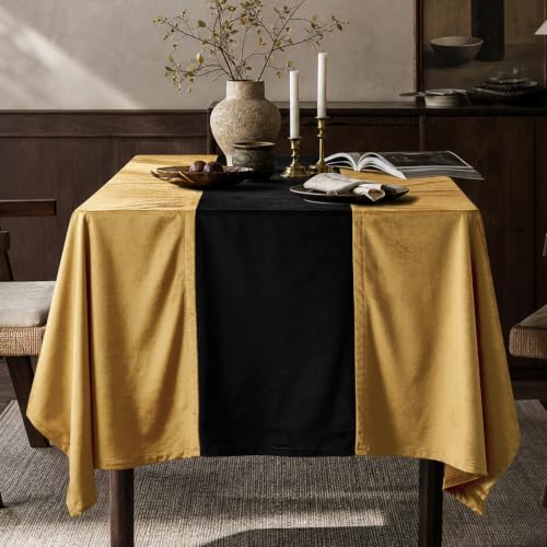 Gold and Black Velvet Tablecloths Rectangular: Luxury Christmas Table Cloth