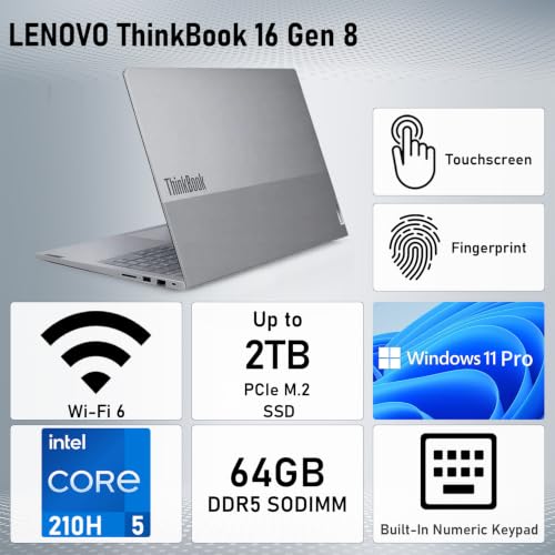 Image of Lenovo ThinkBook 16 inch FHD+ Intel Core 5 210H Touchscreen Business Laptop
