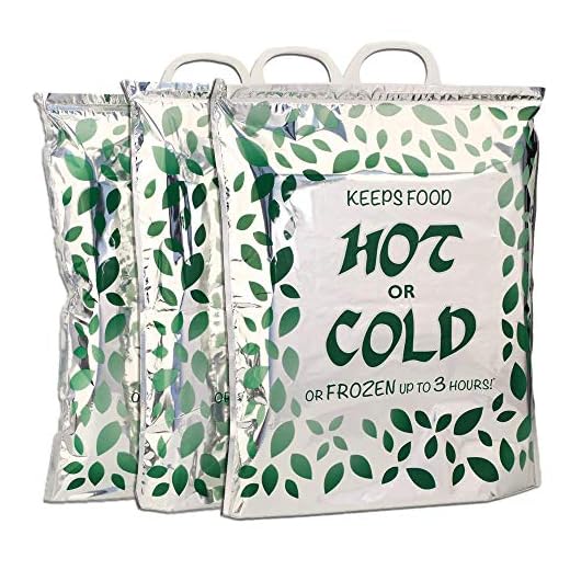 Hot Cold Food Bag, Large Size 16x18x6 inches (3 Pack) Reusable, Insulated Thermal Cooler for Warm Lunch Meals, Grocery/Fruit/Meat/Vegetables, Ice-cold Beers & Beverages | Keeps Frozen Up to 3 Hours