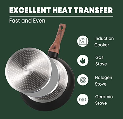 Ecowin Pots And Pans Set Nonstick 10 Pcs,Granite Coating Non Stick Cookware Sets, Pans And Utensils 10 Piece Set, Induction Conpatible Cooking,Dishwasher And Oven Safe,Kitchen Cookware Sets Pfoa Free #TOP5