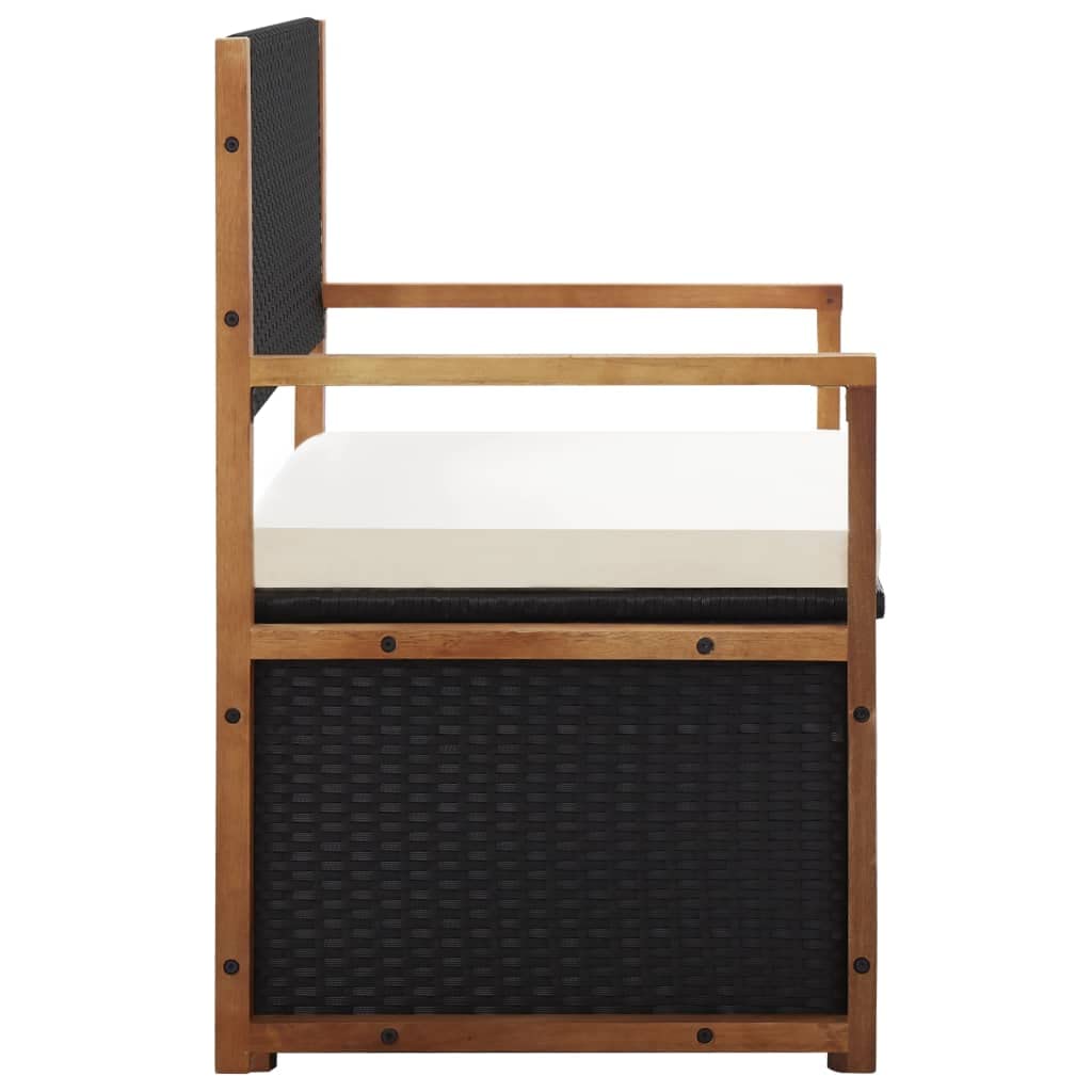 vidaXL Cassapanca Panca da Giardino 115 cm Polyrattan Legno Massello Acacia Nero