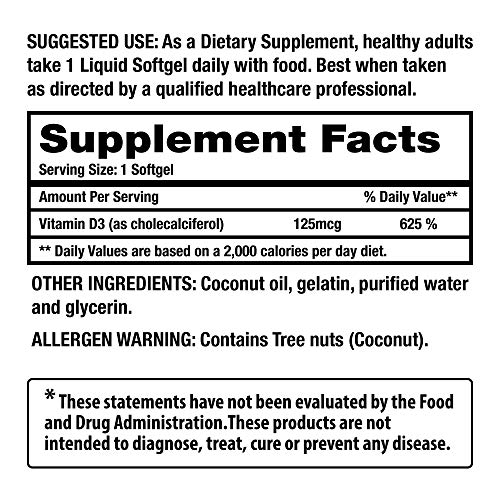 Jocko Fuel Vitamin D3 5000Iu Supplements - Vitamin D Supports Immune System, Bone Health, & Metabolic Processes, Helps Fatigue & Mood - Coconut Oil Blend, 360 Servings #TOP1