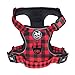PoyPet No Pull Dog Harness, [Release on Neck] Reflective Adjustable No Choke Pet Vest with Front & Back 2 Leash Attachments, Soft Control Training Handle, Plaid(Checkered Red, Large)