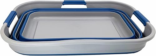 Miniatura 2 de SAMMART Cesta plegable de plástico de 21 litros (5.5 galones), contenedor de almacenamiento plegable y organizador, tina de lavado portátil, cesta