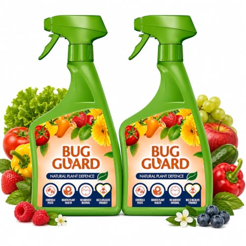Image of Bug Guard Natural Plant Defence Sprays – Pack of 2 x 800ml Ready to Use Organic Pest Control for Flowers, Fruit & Vegetables | Controls Aphids, Whitefly & Spider Mites | Bee & Wildlife Friendly