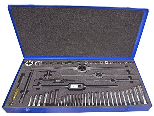 Greenfield Threading 423006 Plug Tap and Adjustable Round Die Set, 33, HSS/Carbon, Uncoated (Bright) Coating, Right Cut, 52-Piece