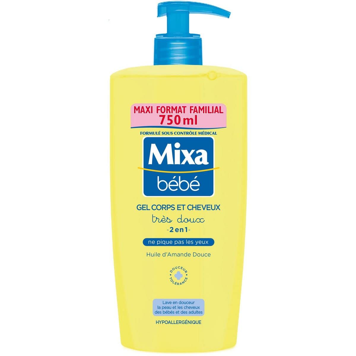 Lot de 3 unités *** MIXA BEBE Gel très doux corps et cheveux à l'huile d'amande douce 750ml *** Livraison à domicile rapide et soignée ***
