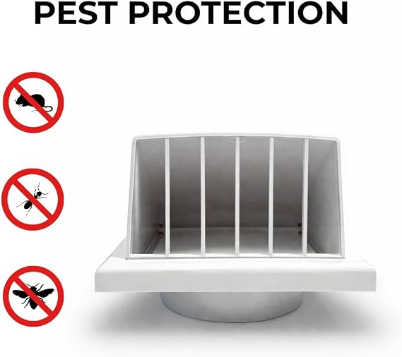 100 mm External Wall Vent Cover with Shutter, White