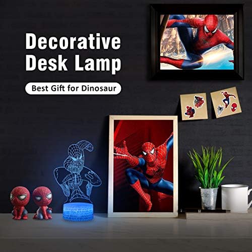 Superhero 3D Night Light, Spiderman Toys for Boys, Spider Man Night Light for Kids with 16 Colors Changing, Decor Lamp with Remote Control, Christmas Birthday Gift for Men Boys Girls(Spider Man)