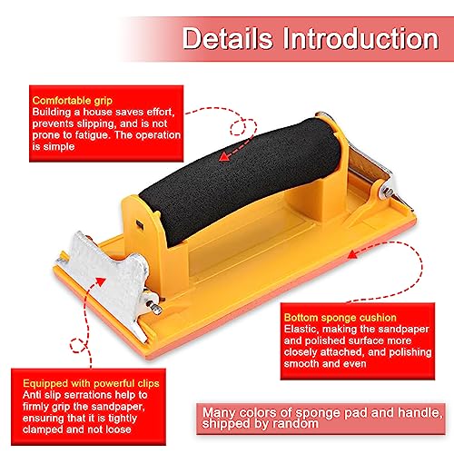 Hubaow Hand Sander, Sandpaper Holder with Sponge Handle, 7 x 3.5 inch Manual Hand Sanding Block for Drywall Wood Metal Furniture Polishing, 1 Pack