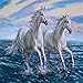 Diamond Painting Complet, Broderie Diamant 5D, Adulte/Kinder Diamant Peinture par Numero kits, Strass Point De Croix Arts Craft pour Salon Chambre Décor Autocollant(Couple de chevaux,20x30cm/8x12in)