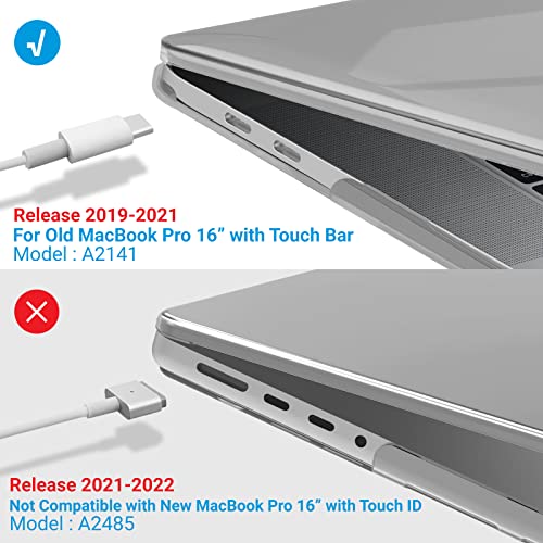 Ibenzer Compatible With Macbook Pro 16 Inch Case A2141 Release 2020 2019, Hard Shell Case With Keyboard Cover & Type C Adapter For Old Version Mac Pro 16’’, Crystal Clear, T16Cycl+1Tc #TOP13