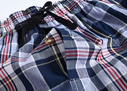 Image of MoFiz Men's Sleepwear Shorts Pajama Bottom Lounge Short Plaid Button Open Fly 3Pack