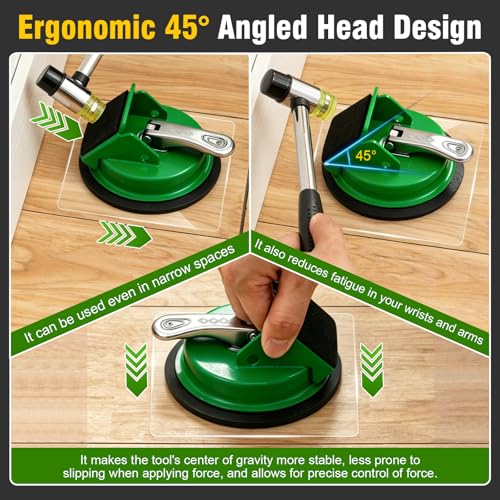 Floor Gap Fixer Tool for Laminate & Engineered Wood Flooring, Heavy Duty Vacuum Suction Cup with Sturdy Aluminum Alloy Handle, Floor Crack Repair Tool with 5pcs Sticky Pads for Uneven Surfaces — view 4