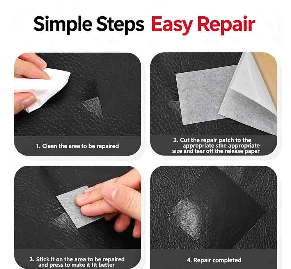 Strong Adhesive Leather Repair Patch, Litchi Grain Self-Adhesive Fabric Sticker (White,39x78 inch)