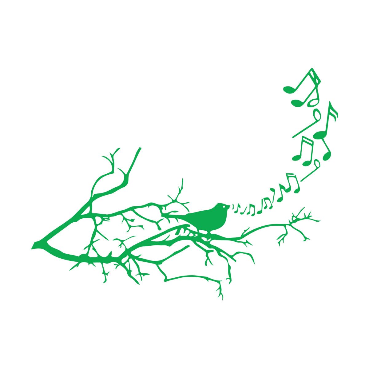 Cartoon Music Note Tree Bird Wall Sticker Kids Room Playroom Musical Note Branch Tree Wall Decal Nursery Bedroom Extra Large - 77x100cm