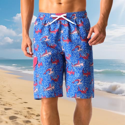 Men's Beach Board Shorts Casual Lightweight Swimming Trunks with Mesh Lining