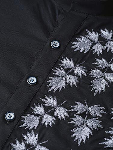 Image of See Designs Black & White Cotton Regular Fit Embroidered Kurta Set