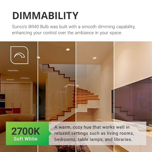 Sunco Br40 Led Light Bulbs, Indoor Flood Light, Dimmable, 2700K Soft White, 120W Equivalent 17W, 1400 Lm, E26 Base, Recessed Can Light, High Lumen, Flicker-Free - Ul & Energy Star 8 Pack #TOP4